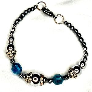 Blue Tourmaline and Hematite Western Style Bracelet